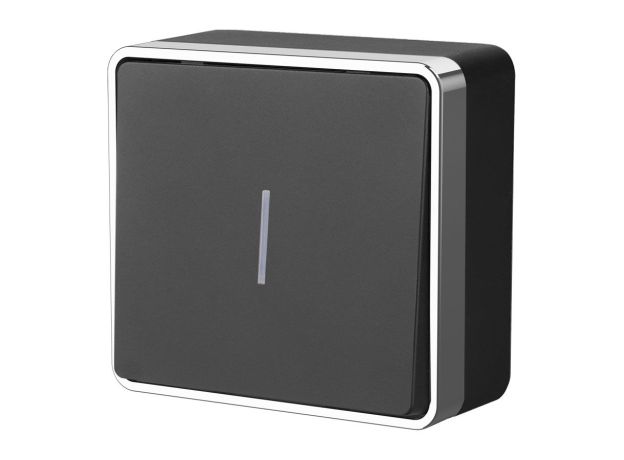 Выключатель одноклавишный с подсветкой Gallant черный/хром W5010135