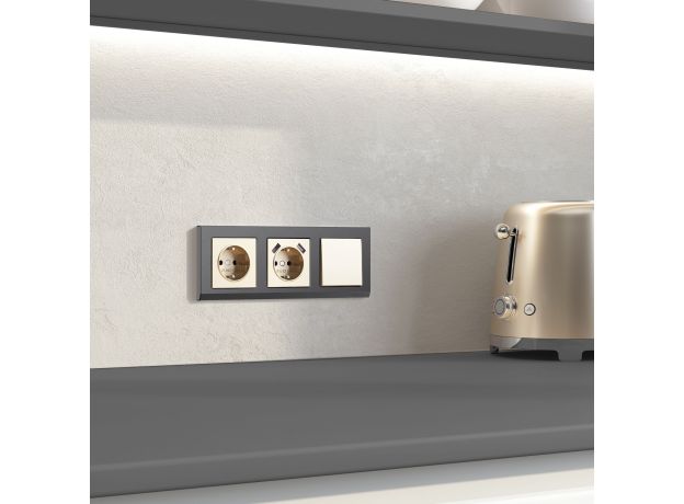 Выключатель одноклавишный (шампань) W1110011