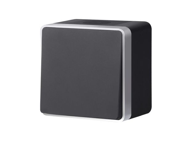 W5010234/ Выключатель одноклавишный влагозащищенный Gallant (черный с серебром) W5010234