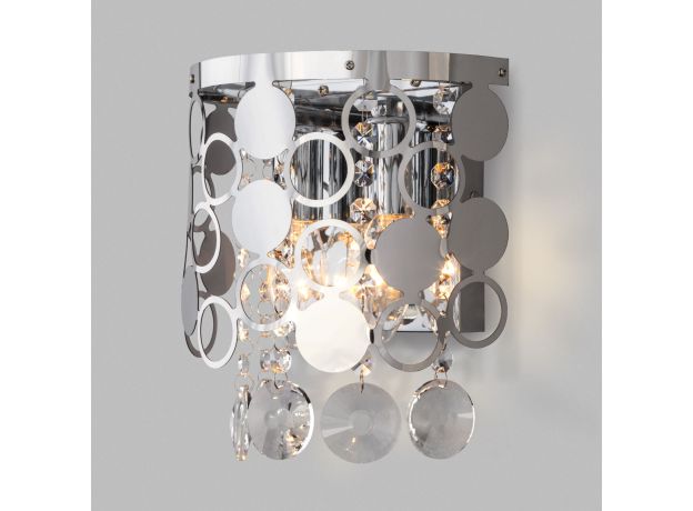 Настенный светильник с хрусталем 10114/2 хром/прозрачный хрусталь Strotskis