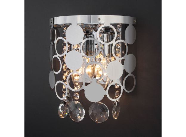 Настенный светильник с хрусталем 10114/2 хром/прозрачный хрусталь Strotskis