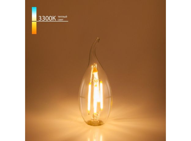 Филаментная светодиодная лампа "Свеча на ветру" C35 9W 3300K E14 (CW35 прозрачный) BLE1428