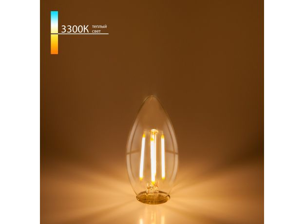 Филаментная светодиодная лампа "Свеча" C35 7W 3300K E14 (C35 прозрачный) BLE1411