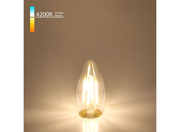 Филаментная светодиодная лампа "Свеча" C35 7W 4200K E27 (C35 прозрачный) BLE2736