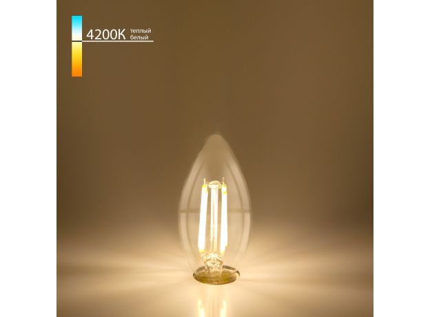 Филаментная светодиодная лампа "Свеча" C35 9W 4200K E14 (CW35 прозрачный) BLE1426