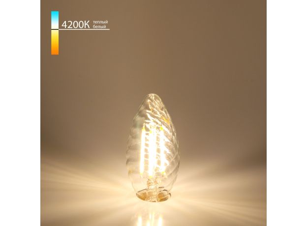 Филаментная светодиодная лампа "Свеча витая" CW35 7W 4200K E14 прозрачная BLE1414