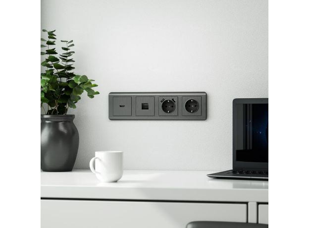 Накладка для розетки USB (графит рифленый) W1179504