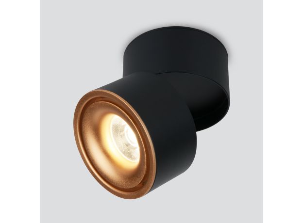 Накладной поворотный светодиодный светильник DLR031 15W 4200K 3100 черный матовый/золото