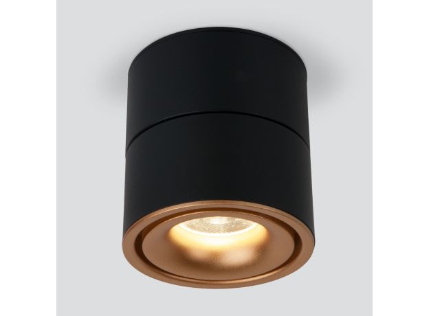 Накладной поворотный светодиодный светильник DLR031 15W 4200K 3100 черный матовый/золото