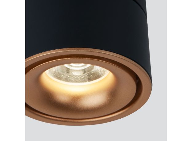 Накладной поворотный светодиодный светильник DLR031 15W 4200K 3100 черный матовый/золото