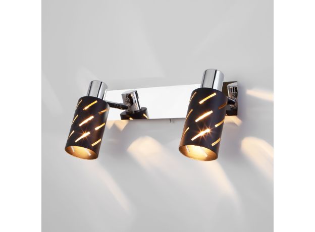 Настенный светильник с поворотными плафонами 20090/2 черный/хром