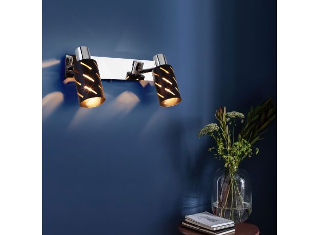 Настенный светильник с поворотными плафонами 20090/2 черный/хром