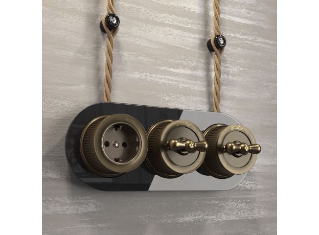 Переключатель/выключатель одноклавишный бронзовый ретро W5712012