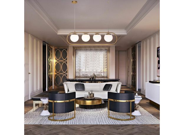 Подвесной светильник со стеклянными плафонами 50089/4 золото