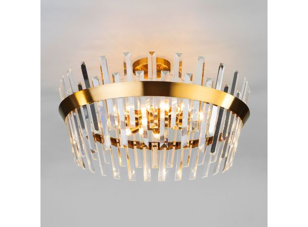 Потолочная люстра с хрусталем 10111/8 золотая бронза/прозрачный хрусталь Strotskis
