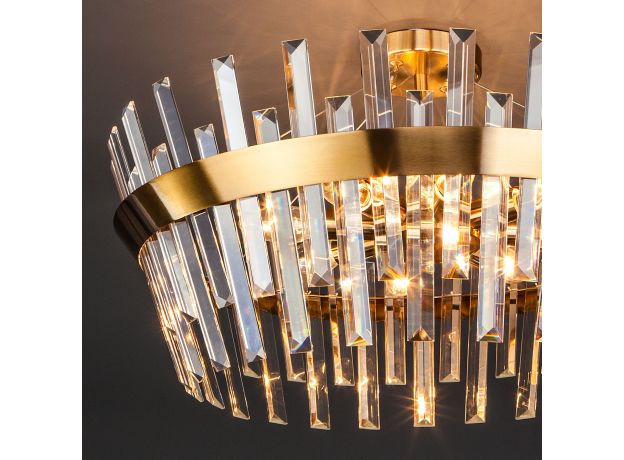 Потолочная люстра с хрусталем 10111/8 золотая бронза/прозрачный хрусталь Strotskis