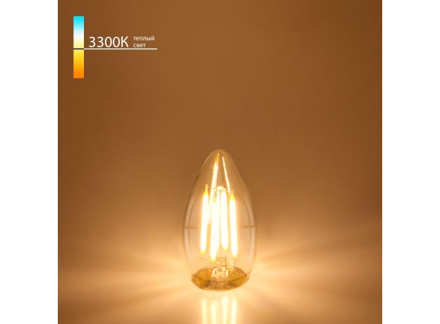 Филаментная светодиодная лампа "Свеча" C35 7W 3300K E27 (C35 прозрачный) BLE2735