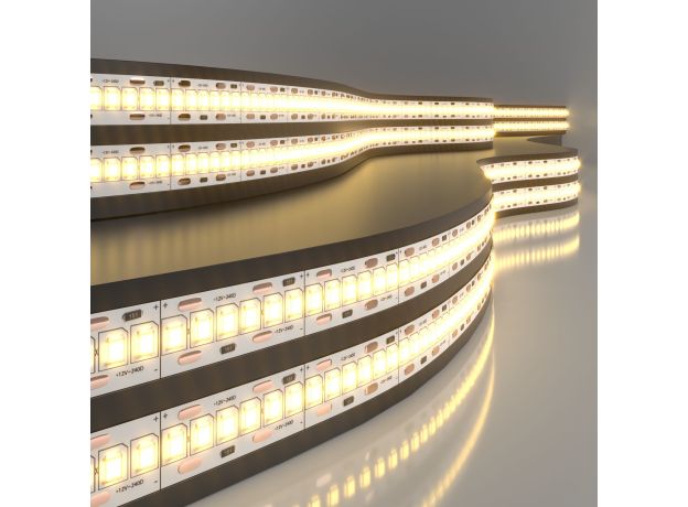 Светодиодная лента 12 В 24 Вт/м 240 Led/м 2835 IP20, теплый белый 3300 K, 5 м Лента светодиодная 12V 16W 240Led 2835 IP20 тёплый белый, 5м