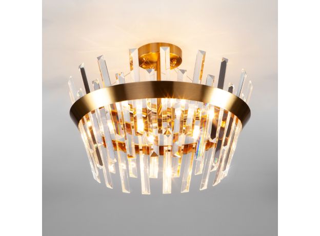 Умная хрустальная потолочная люстра 10111/5 золотая бронза/прозрачный хрусталь Strotskis