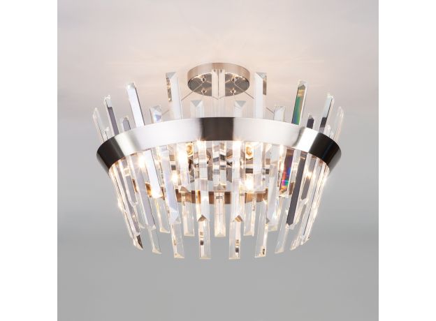 Умная потолочная люстра с хрусталем 10111/5 сатин-никель/прозрачный хрусталь Strotskis
