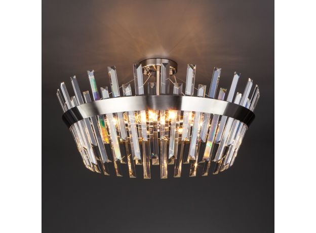 Умный потолочный светильник с хрусталем 10111/8 сатин-никель/прозрачный хрусталь Strotskis