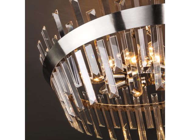 Умный потолочный светильник с хрусталем 10111/8 сатин-никель/прозрачный хрусталь Strotskis