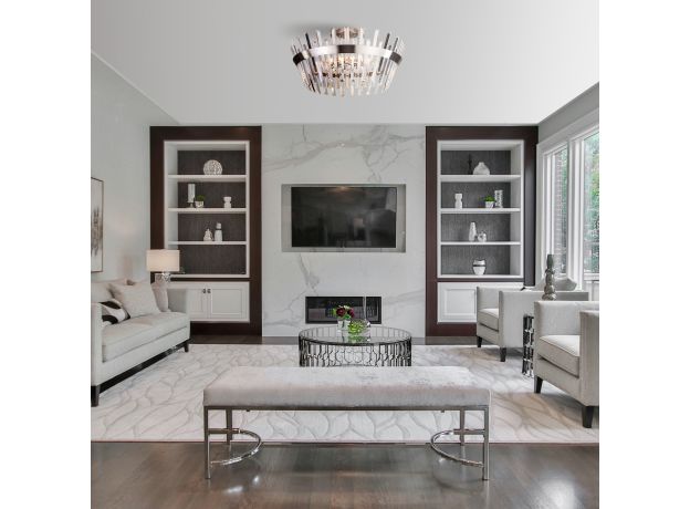 Умный потолочный светильник с хрусталем 10111/8 сатин-никель/прозрачный хрусталь Strotskis