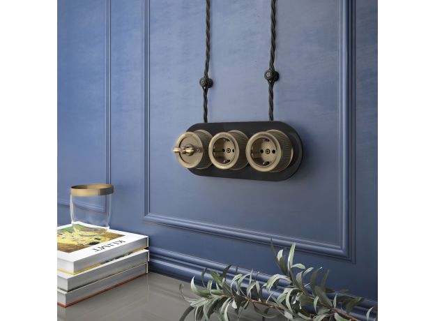 Выключатель на 4 положения двухклавишный бронзовый ретро W5720012