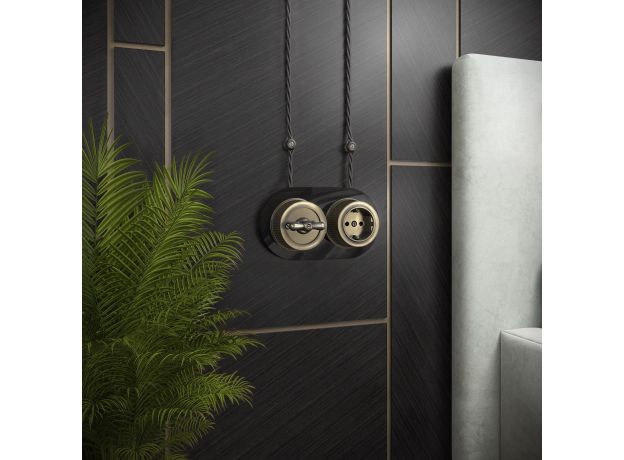 Выключатель на 4 положения двухклавишный бронзовый ретро W5720012