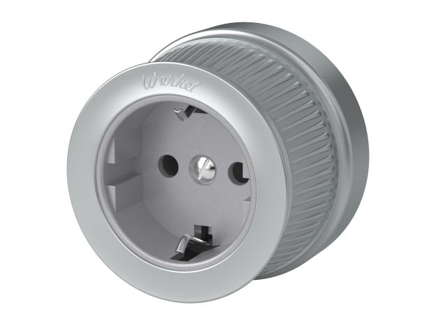 Розетка с заземлением матовый хром ретро WL19-10-01