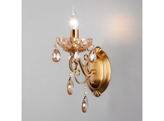 Классическое бра с хрусталем 10109/1 бронза/тонированный хрусталь Strotskis