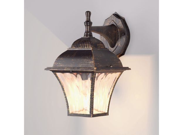 Уличный настенный светильник Apus D черное золото IP33 GL 1009D