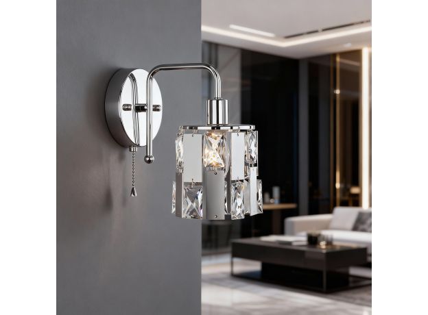Бра с хрусталем 10101/1 хром/прозрачный хрусталь Strotskis