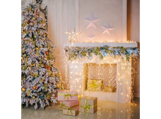 Новогодняя гирлянда бахрома белый 1,8*0,5м IP20 100-001 белый