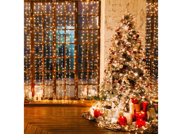 Новогодняя гирлянда занавес белый 2*3м IP20 200-002 белый