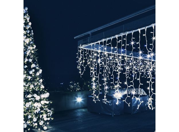 Новогодняя гирлянда занавес белый с эффектом мерцания 2*3м IP65 200-101 белый с эффектом мерцания