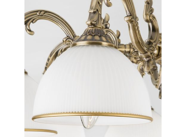 Классическая люстра со стеклянными плафонами 60106/5 античная бронза