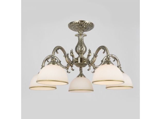 Классическая люстра со стеклянными плафонами 60106/5 античная бронза