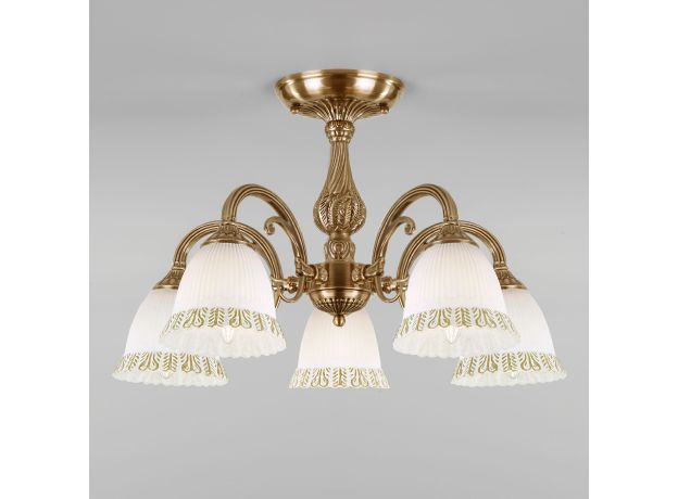 Классическая люстра со стеклянными плафонами 60107/5 античная бронза