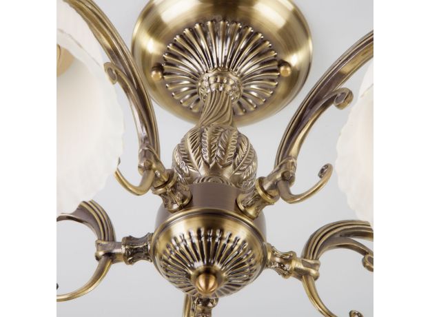 Классическая люстра со стеклянными плафонами 60107/5 античная бронза