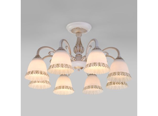 Классическая люстра со стеклянными плафонами 60107/8 белый с золотом