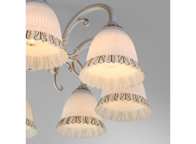 Классическая люстра со стеклянными плафонами 60107/8 белый с золотом