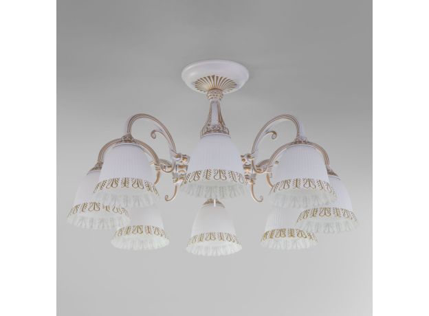 Классическая люстра со стеклянными плафонами 60107/8 белый с золотом