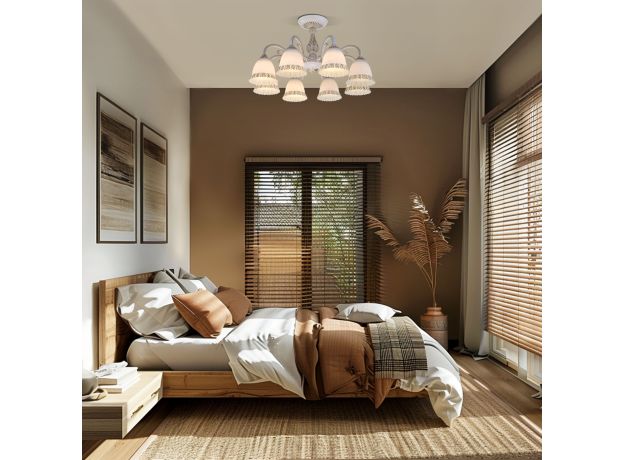 Классическая люстра со стеклянными плафонами 60107/8 белый с золотом