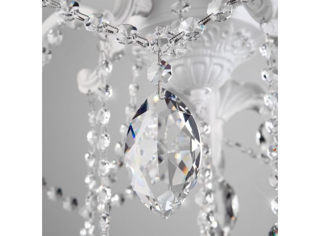 Классическая подвесная люстра 10108/5 белый/прозрачный хрусталь Strotskis