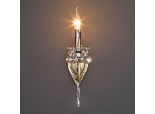 Классическое бра с хрусталем 10104/1 античная бронза/прозрачный хрусталь Strotskis