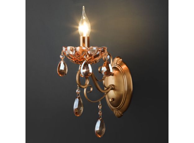 Классическое бра с хрусталем 10109/1 бронза/тонированный хрусталь Strotskis