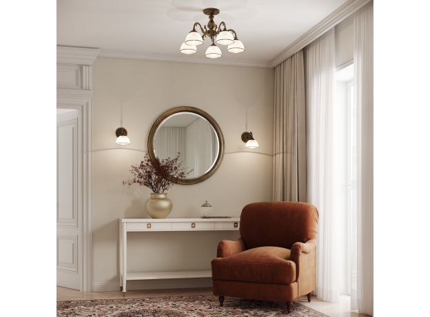 Классическое бра со стеклянным плафоном 60106/1 античная бронза