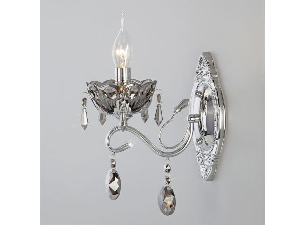 Классическое хрустальное бра 10103/1 хром/дымчатый хрусталь Strotskis
