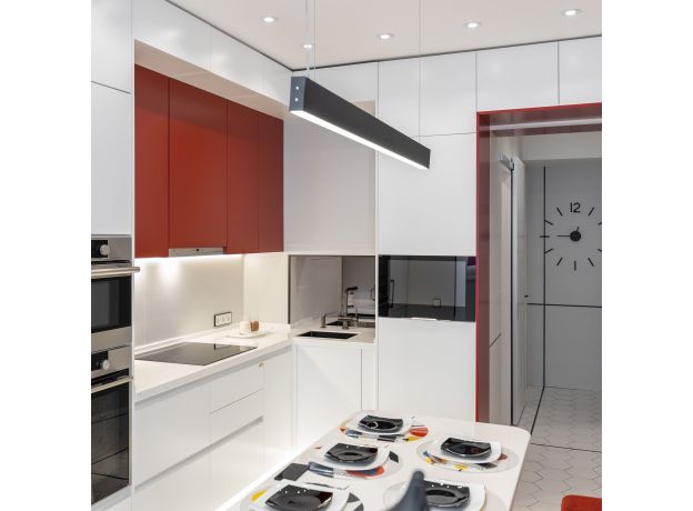 Линейный светодиодный подвесной односторонний светильник 128см 25Вт 4200К черный LSG-01-1-8*128-21-4200-MSh